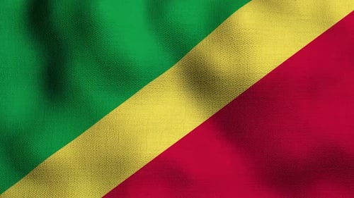 Animated realistic national flag realistic waving in the wind. The flag of republic of the congo.