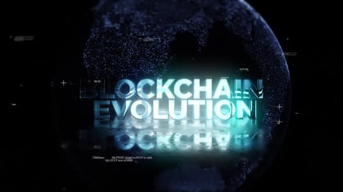 Blockchain Evolution Title On Technologic Earth Surrounded By A Network Of Graphics Effects V03