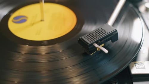 Record Spinning on a Vintage Record Player