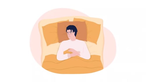 Flat Design Person Sleeping in Bed 2D Animation