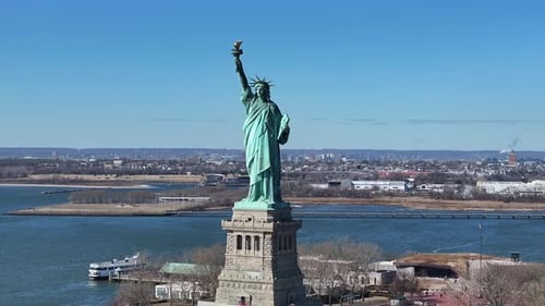 Statue Of Liberty At Manhattan In New York United States.