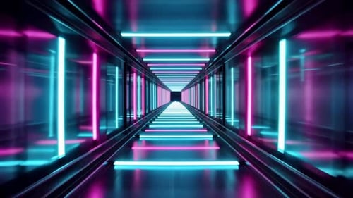 Futuristic Neon Light Tunnel Loop Background