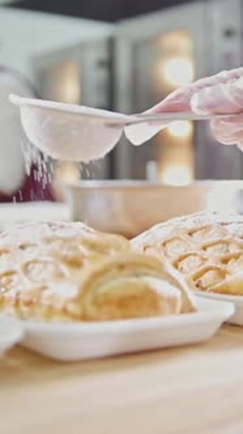 Baking Pastry in the Kitchen with Careful Hands and Fresh