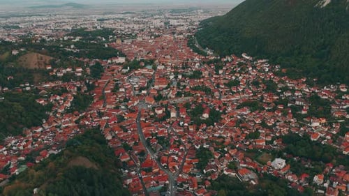 A Breathtaking Aerial View Showcasing a Scenic and Picturesque Mountain Town Nestled in Nature