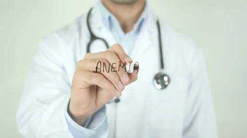 Anemia, Doctor Writing on Transparent Screen