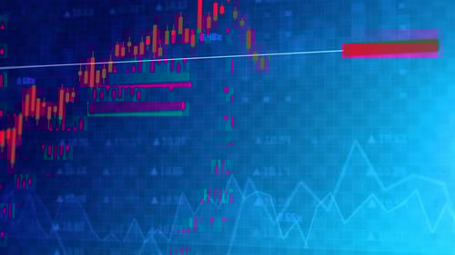 Gráfico de operaciones bursátiles o de divisas en un resumen gráfico de finanzas