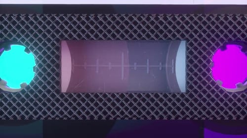 Retro Cassette Tape with Neon Glow Animation