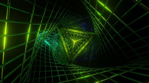 VJ Loop sin fisuras que muestra un fascinante y vibrante patrón psicodélico multicolor con futurista