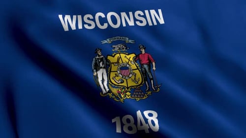 Waving Wisconsin State Flag Seamless Loop