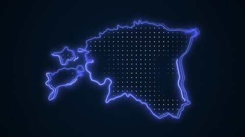 Animated Neon Outline Map of Estonia