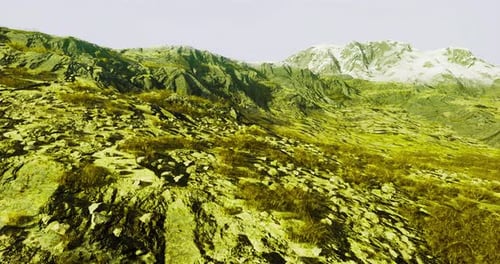 Vibrant Mountain Landscape Showcasing Rocky Terrain and Snowy Peaks