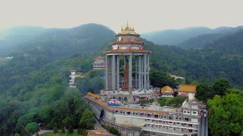 Drone Aerial Footage of the Magnificent Chinese Temple in Penang - Kek Lok Si (Ji Le Shi) Temple