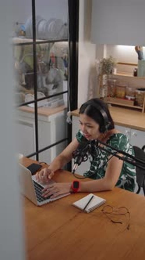 Woman working from home on laptop