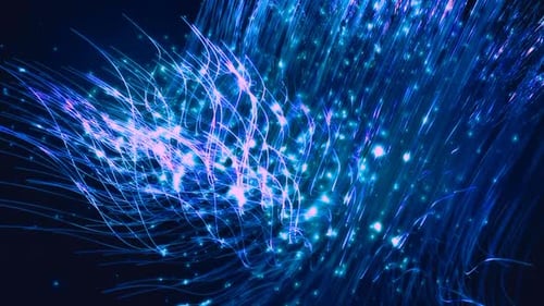 Blue and Purple Abstract Light Streams Particles Background