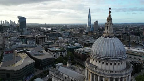 Aerial shot of The City of London in England, United Kingdom