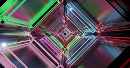 Abstract Neon Geometric Tunnel Loop Animation