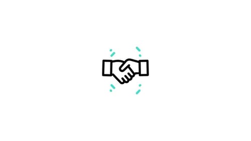 Animated Handshake Icon in Minimalist Outline Style