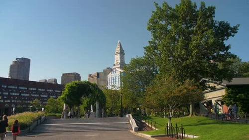Boston, Massachusetts / United States - August 23 2018: Downtown Boston Skyline