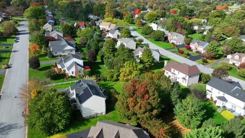 Aerial View of a Peaceful Suburban Neighborhood