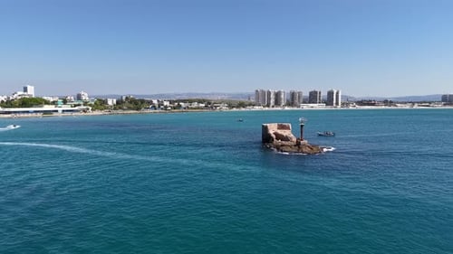 Aerial video over the old city of Acre in northern Israel