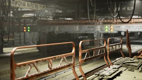 Within Dim Factory Room Inside Shadowy Power Station Environment