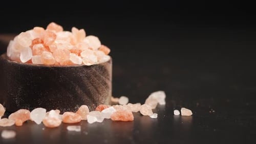 Close Up of Pink Salt Crystals in Bowl