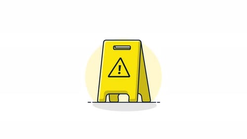 Animated Flat Design Caution Warning Sign