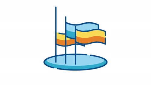 Minimalist Animated Flags Rise on Poles Icon Reveal