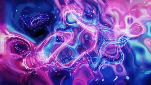 Abstract Fluid Neon Waves and Glowing Particle Background