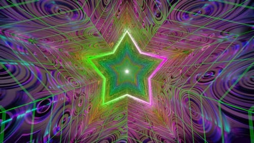 Multicolor Star Tunnel Background Loop Animation In 4K