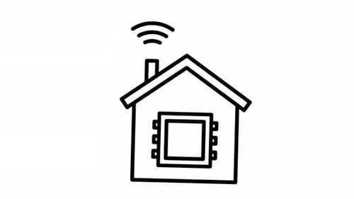 Sketch Animation of Smart Home Chip with WiFi Signal