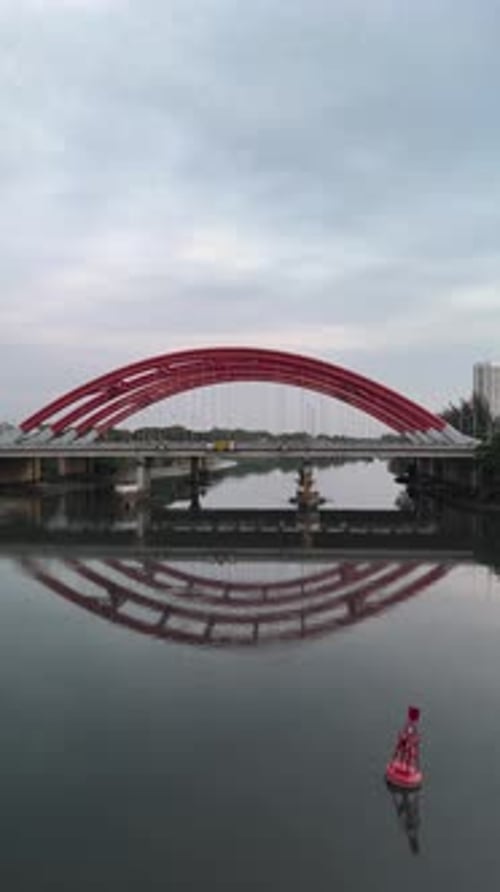 Traffic bridge and motorway over river