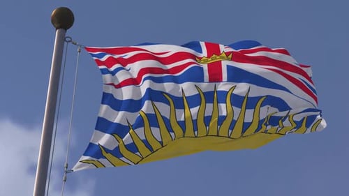 British Columbia Flag Waving on Flagpole