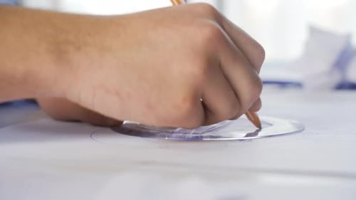Zeichnungsplan des Architekten und Designers Nahaufnahme.