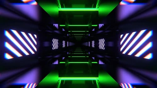Purple And Green Rhythmically Shimmering Striped Tunnel Background Vj Loop I 4K