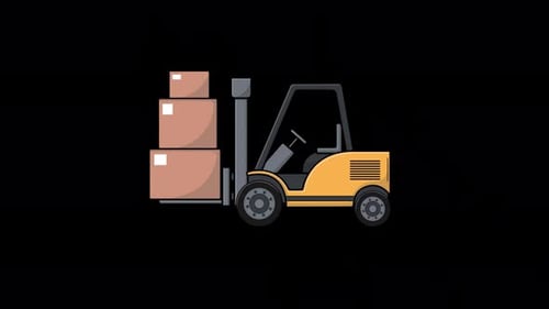 Forklift With Box Animation - Transparent