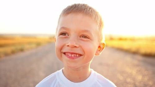 Close Up Portrait and Face of Caucasian Baby Boy