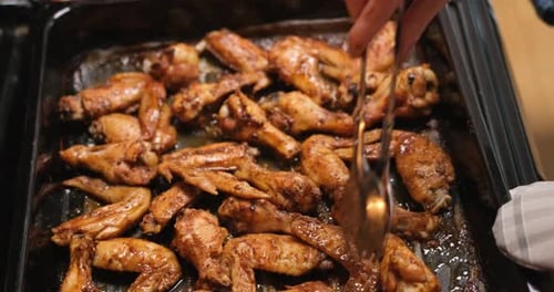 Buffalo Chicken Wings Cooking in Electric Oven