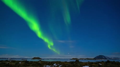 Aurora Borealis Northern Lights in Iceland Real Night Sky with Stars Time Lapse Astronomical