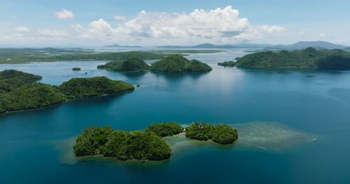 Drone View of Tropical Island with Resort Philippines