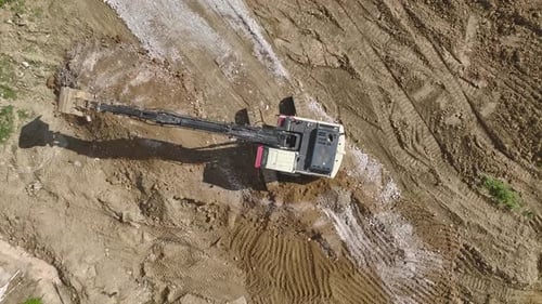 Aerial View Heavy Equipment on Construction Site in