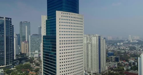 Jakarta, 21 July 2021, Aerial view of Jakarta city skyscrapers