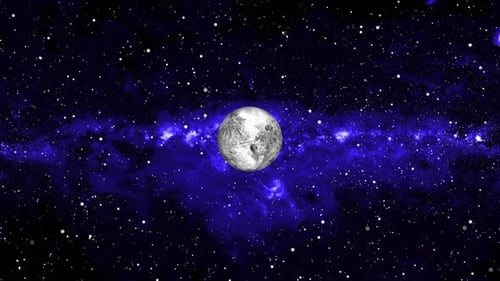 Animation of Moon planet seen from space, 2230