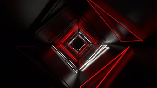 Red And White Neon Triangles Tunnel Background Vj Loop In 4K