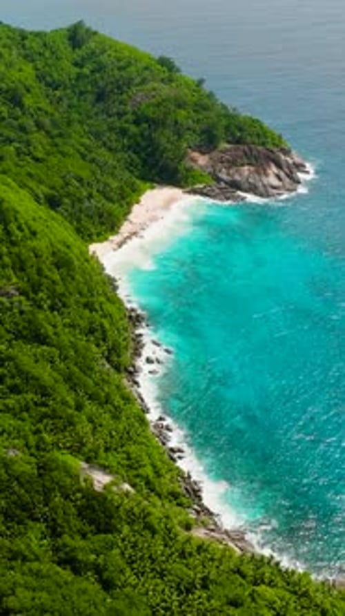 Tropical Bay with Turquoise Waters and Dense Forest Seychelles Mahe