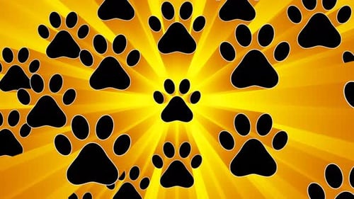Animal Paws Moving in Yellow Glow Loop Animation Background