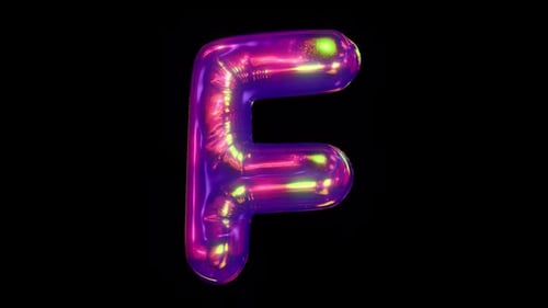 Animated Futuristic Iridescent Letter F
