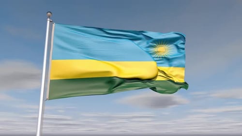 Rwanda National Flag Waving in Realistic Animation