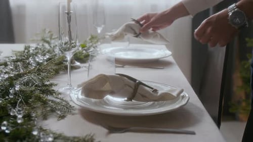 Elegant Table Setting for Christmas Holiday Dinner
