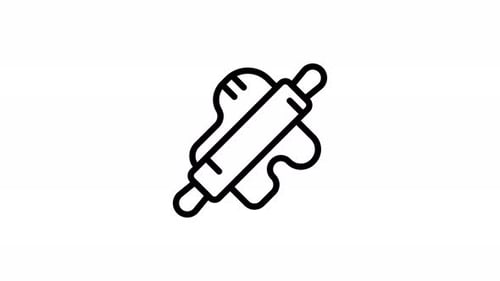 Rolling Pin – Line Animated Icon – Alpha Channel – 4K